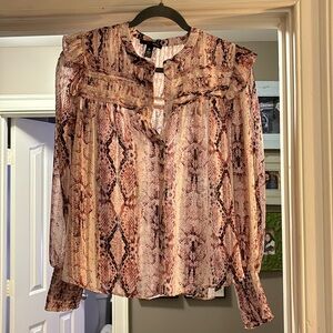 Aqua pink sheer leopard print blouse